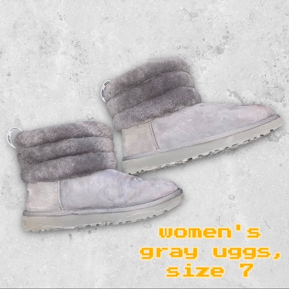 Women's Gray Mini Fluff Quilted Uggs